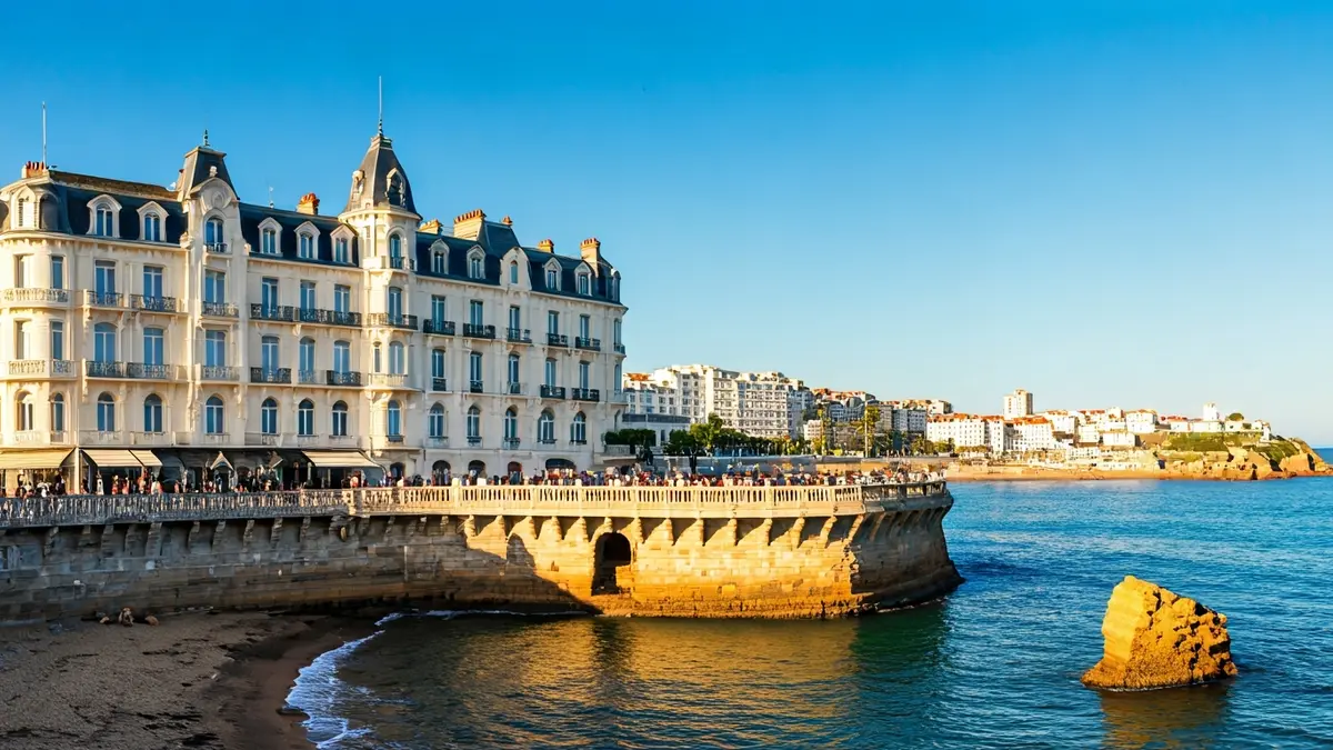 Biarritzeko arkitektura historikoa Kantauri itsasoaren ondoan.