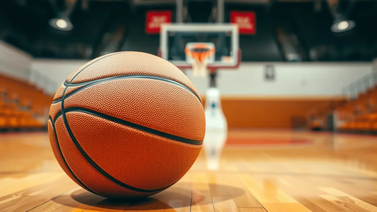 Generic image of a basketball on a court.