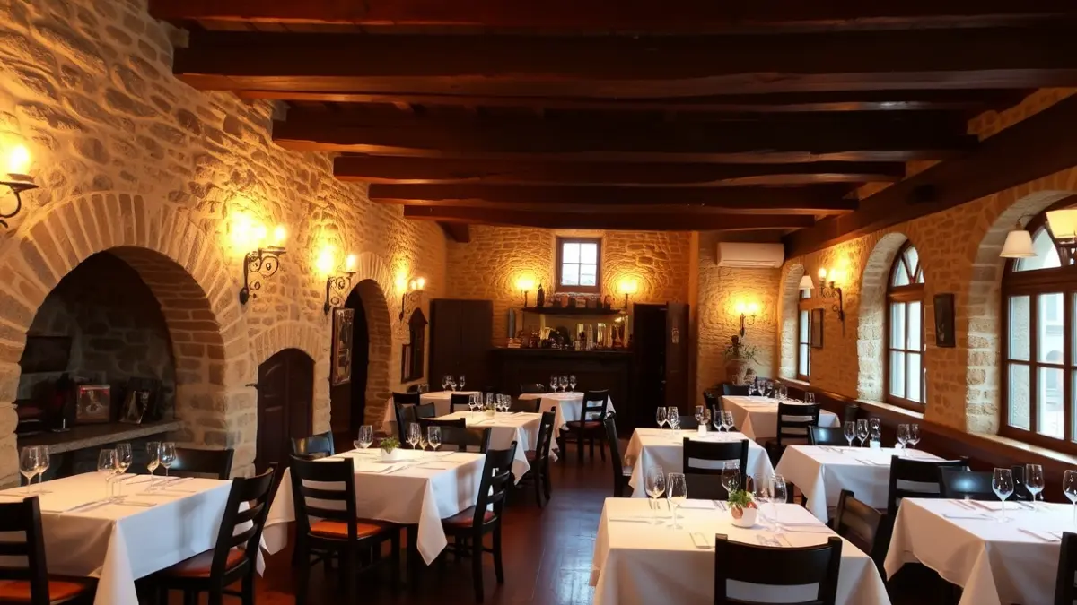 Irudi generikoa euskal jatetxe tradizional baten barrualdeko giro epelarena.