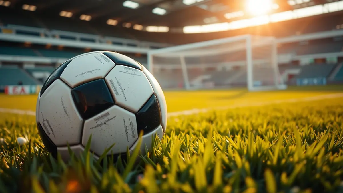 Irudi generikoa: futbol-baloi bat belar moztu berrian, atzealdean ate zuri bat lausotuta.