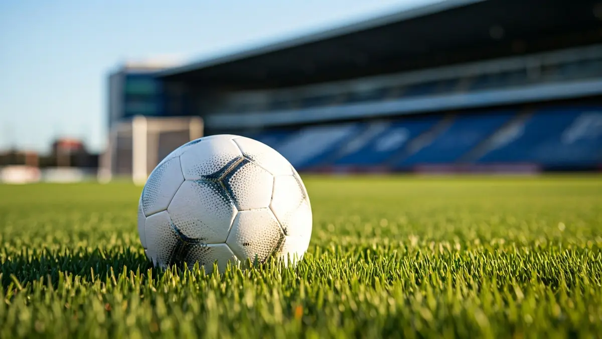 Irudi generikoa futbol baloi bat belarretan, atea atzealdean lausotuta.