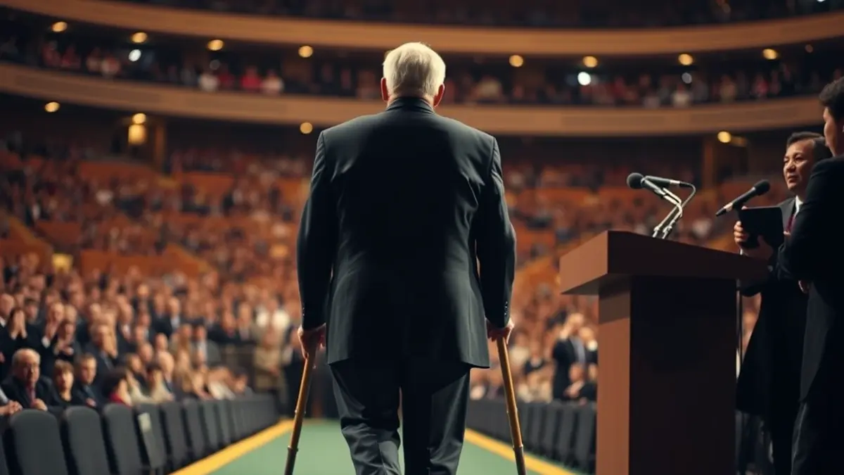 The mayor of Bilbao reappears at a public event with a crutch.