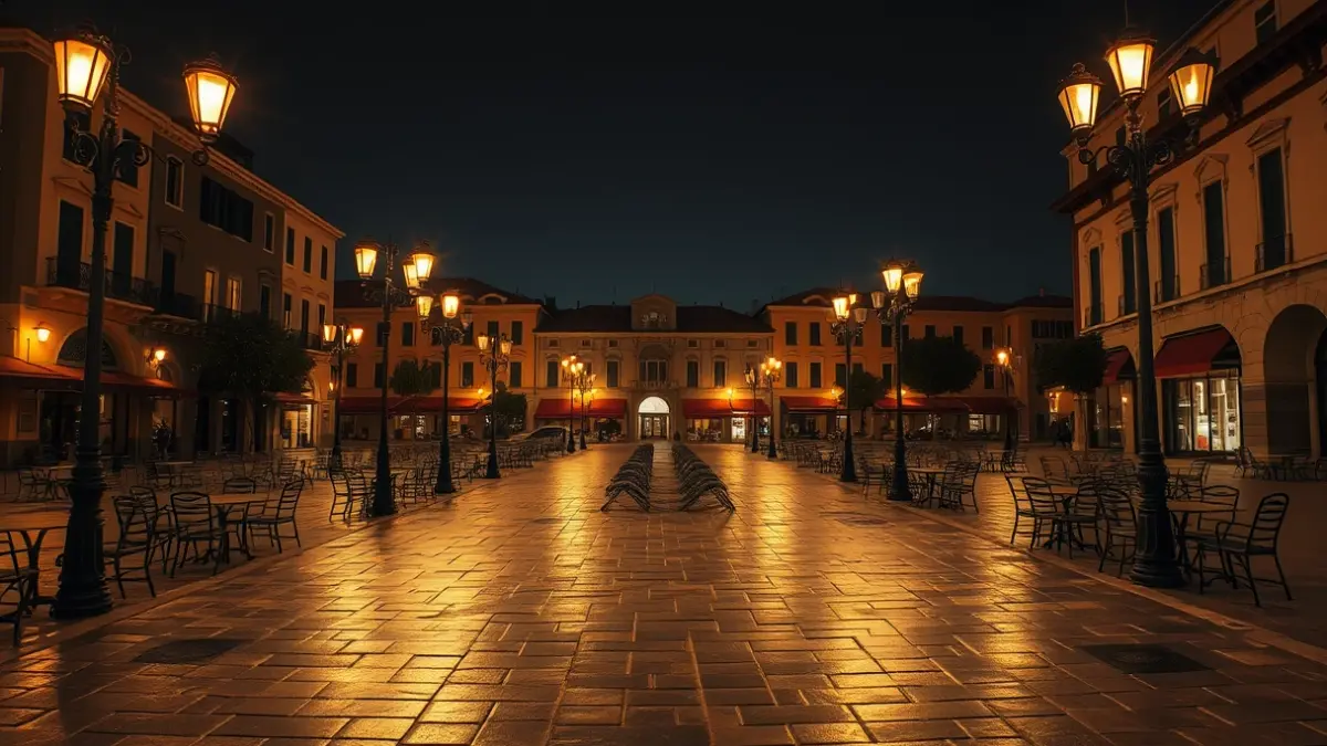 Generic image of a night urban square, symbolizing an atmosphere of tension and incivility.