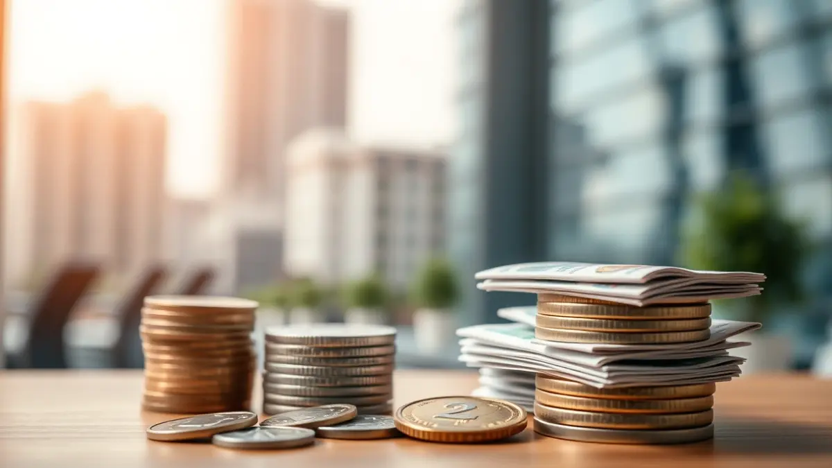 Diru pilaren irudi generikoa, soldata altuak eta joera ekonomikoak irudikatuz.