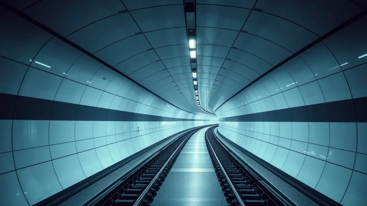 Imagen genérica del interior de un túnel de metro con luces brillantes.