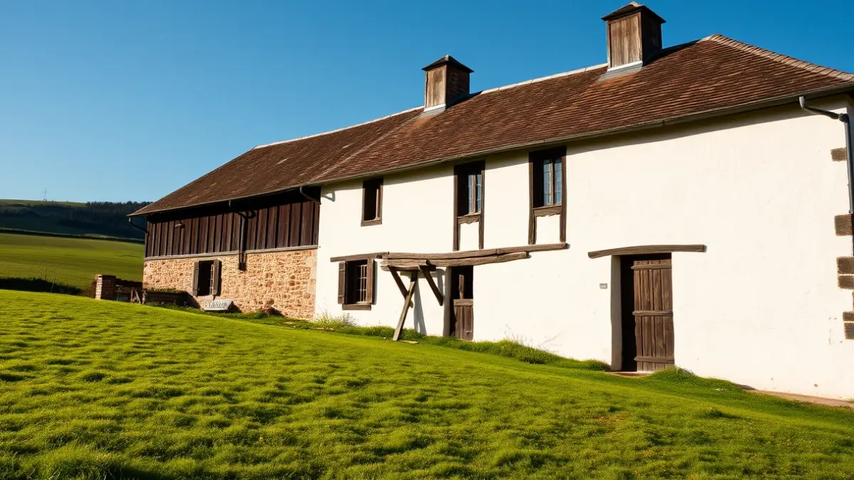 Generic image of a traditional Basque farmhouse in a rural setting.