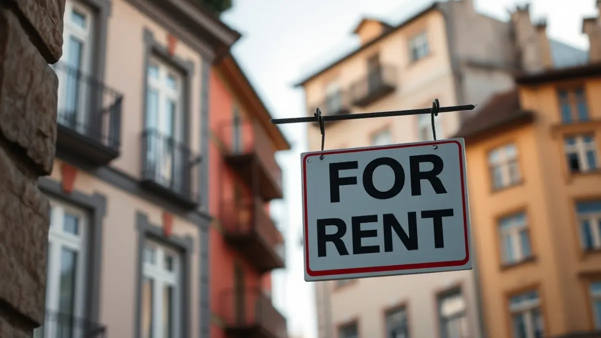 Generic image of an apartment for rent with a 'For Rent' sign.