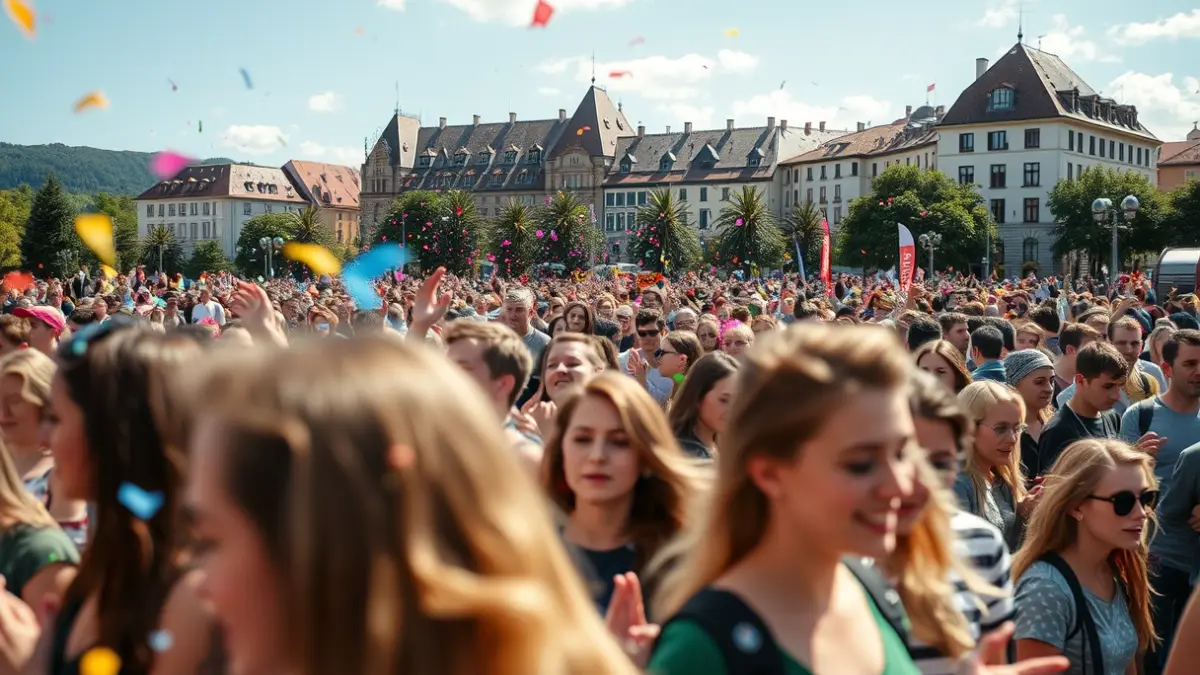 Imagen genérica de una multitud en un parque durante una celebración.