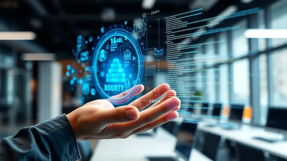 Irudi generikoa eskua interfaze digital batekin elkarreragiten, eraldaketa digitala irudikatuz.