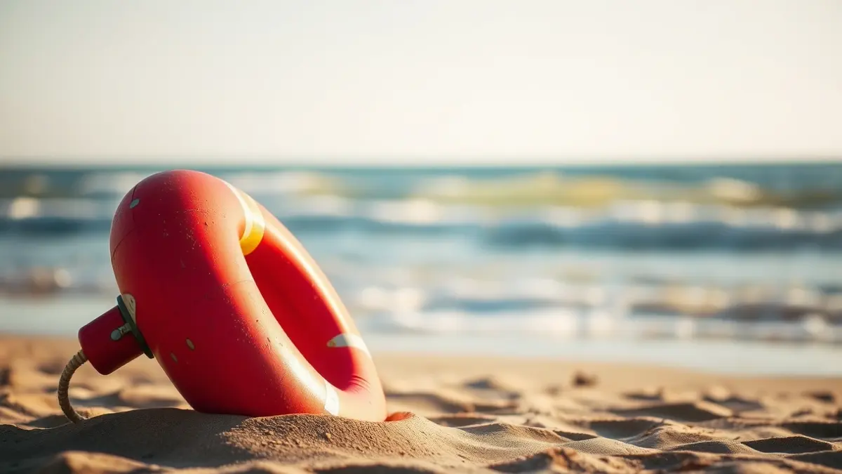 Generic image of a lifeguard buoy on a beach in Bizkaia.