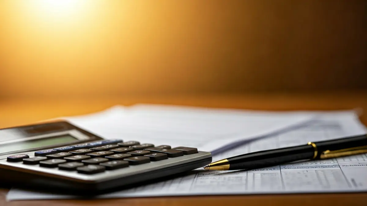 Generic image of a calculator and a pen with blurred tax forms in the background.