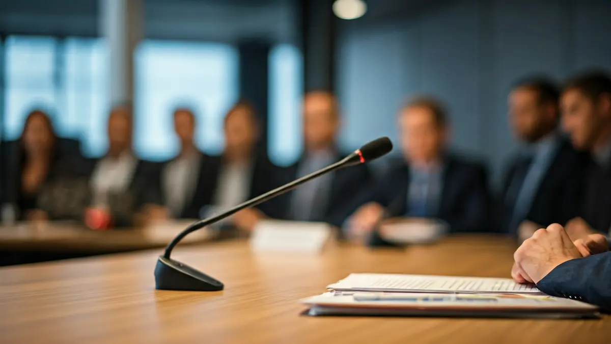 Irudi generikoa negoziazio mahai baten, atzealdean pertsona lausoekin.