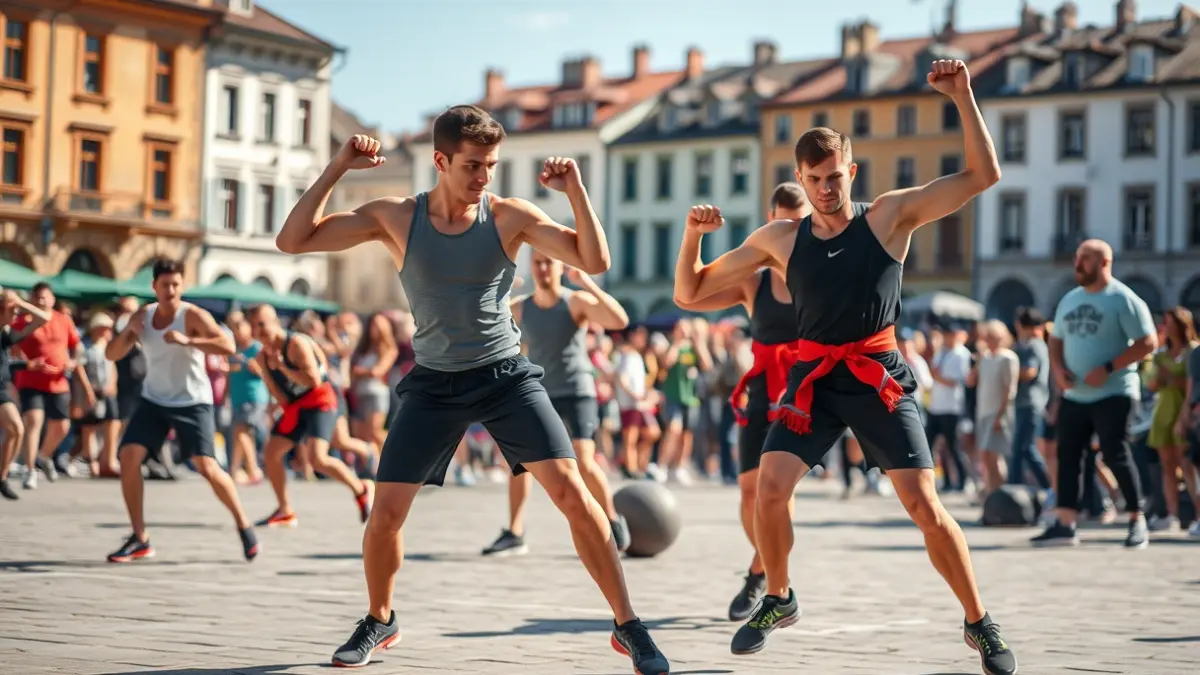 Generic image of an event combining crossfit and traditional Basque sports in a square in Eibar.