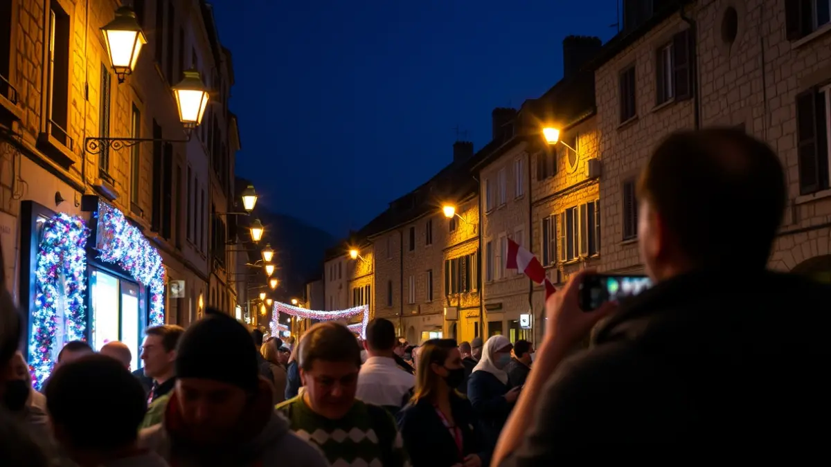 Amurrioko San Prudentzio bezperako ospakizunaren irudi generikoa, danbor-hotsak eta barraskilo-jana irudikatuz.