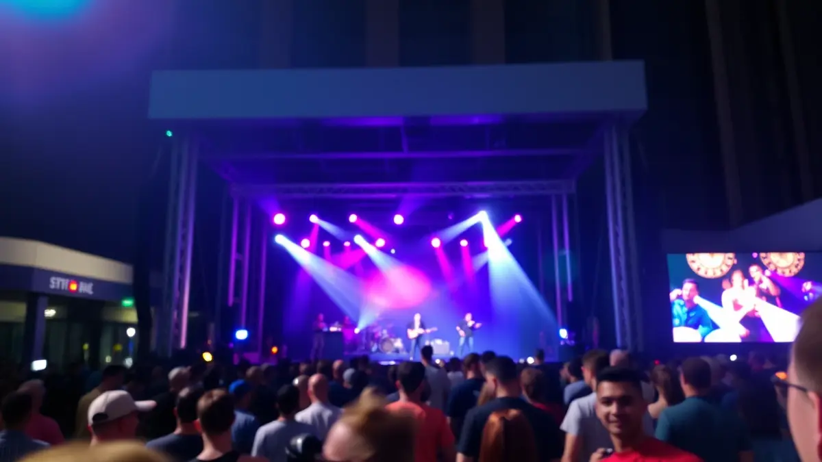 Irudi generikoa zuzeneko kontzertu baten eszenatokia eta argiak erakusten.