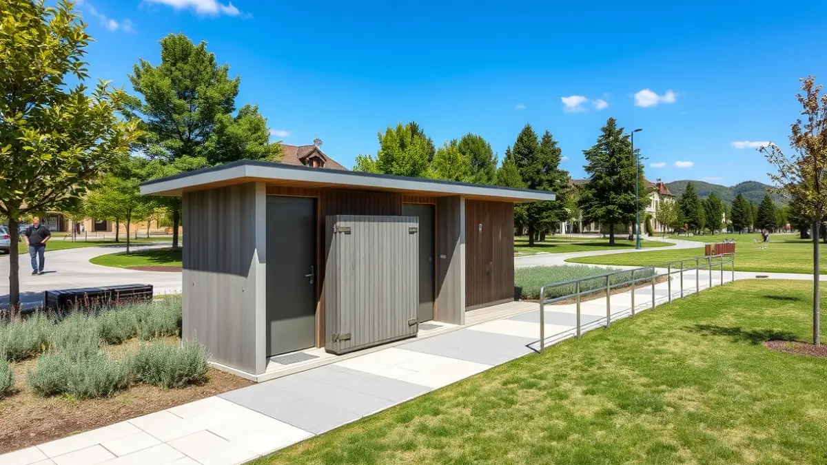Imagen genérica de un nuevo baño público en Durango, con accesibilidad y zonas verdes.