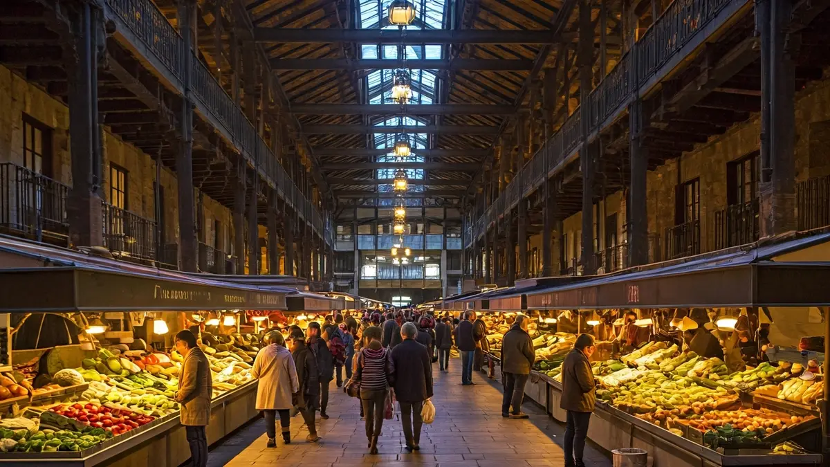 Imagen genérica del interior de un mercado en Durango, con gente comprando en los puestos.