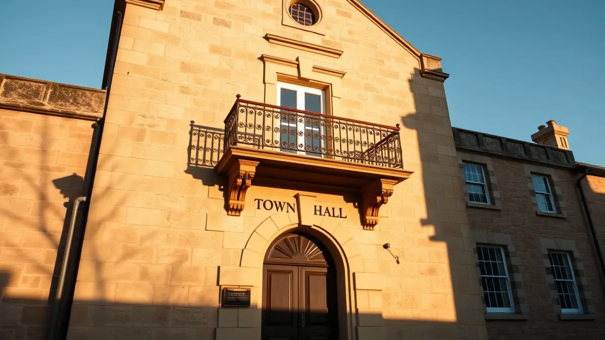 Durangoko udaletxearen irudi generikoa, eguzki argitan