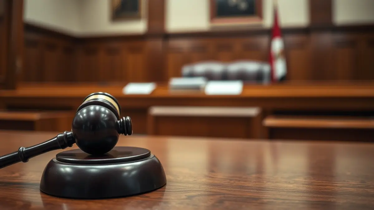 Generic image of a gavel in a courtroom, a symbol of justice.