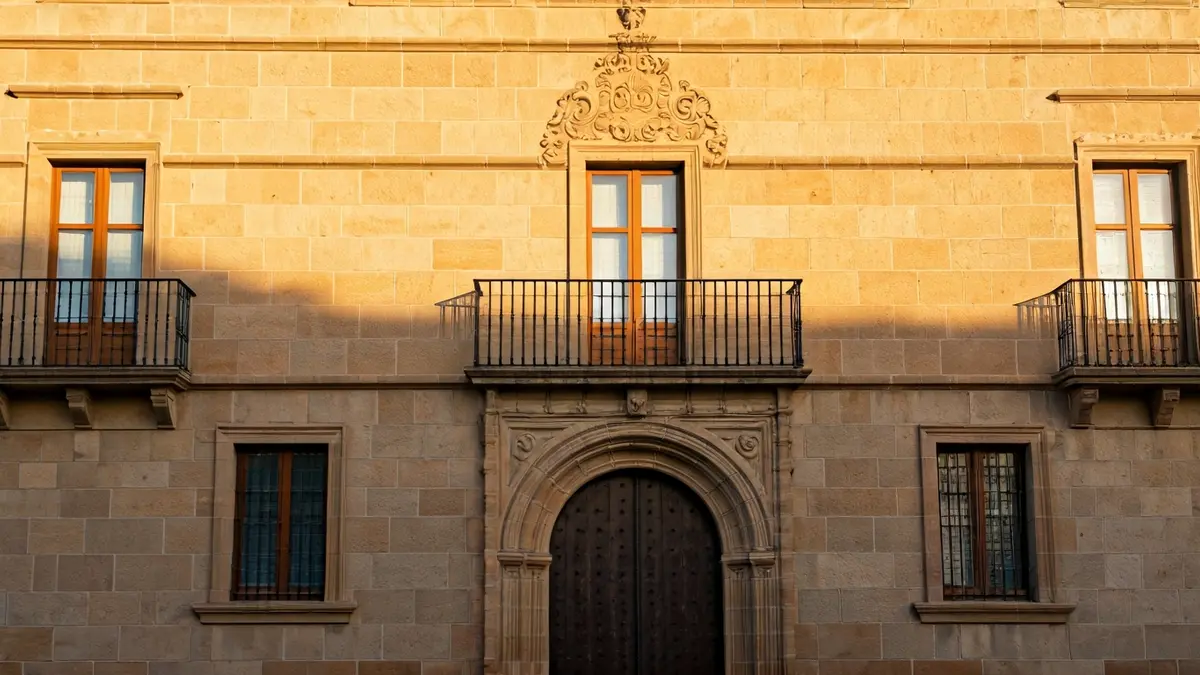 Elorrioko udaletxearen fatxada, eguzki argitan.