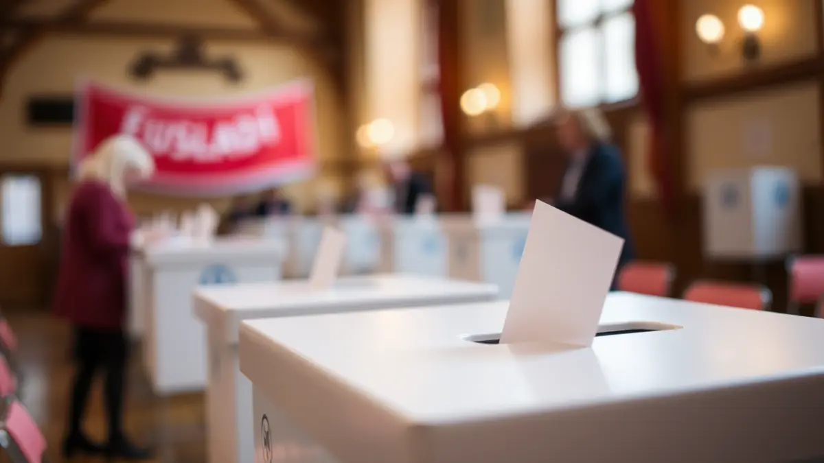 Imagen genérica de una urna electoral con un fondo difuminado de un colegio electoral.