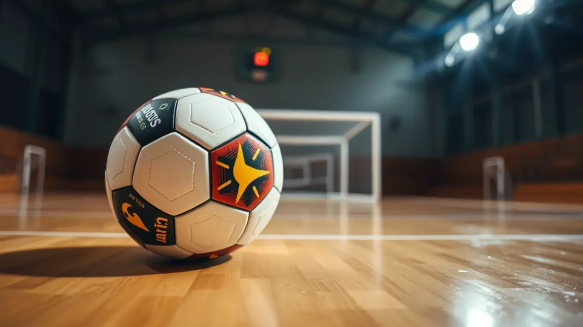 Generic image of a futsal ball on a court.
