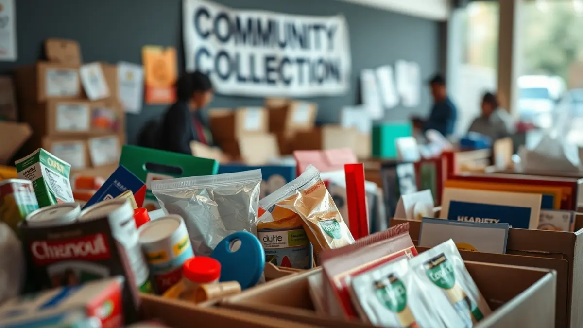 Generic image with materials collected in a solidarity drive for Cuba.