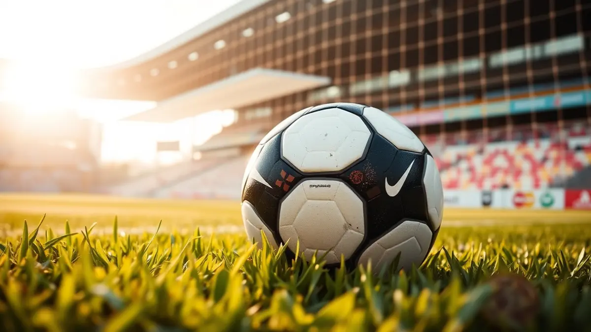 Imagen genérica de un balón de fútbol sobre césped recién cortado, con una portería blanca difuminada al fondo.