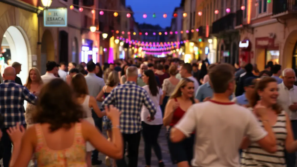 Imagen genérica de una celebración de danza en las calles de Eibar con gente bailando.