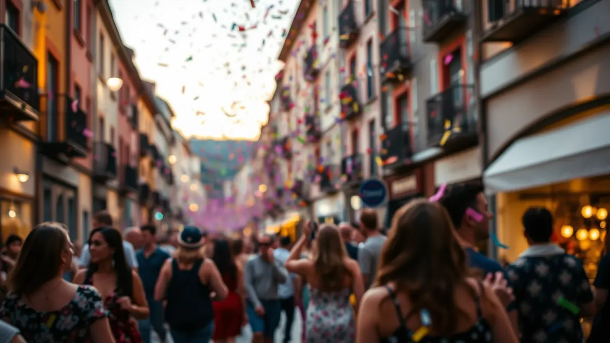 Generic image of a festive atmosphere and people dancing in the streets of Eibar.