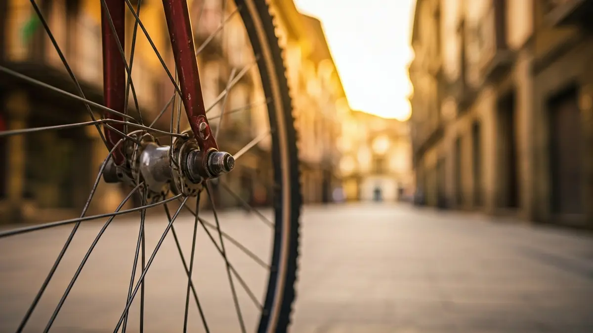 Irudi generikoa bizikleta gurpil baten hiri-ingurune batean.