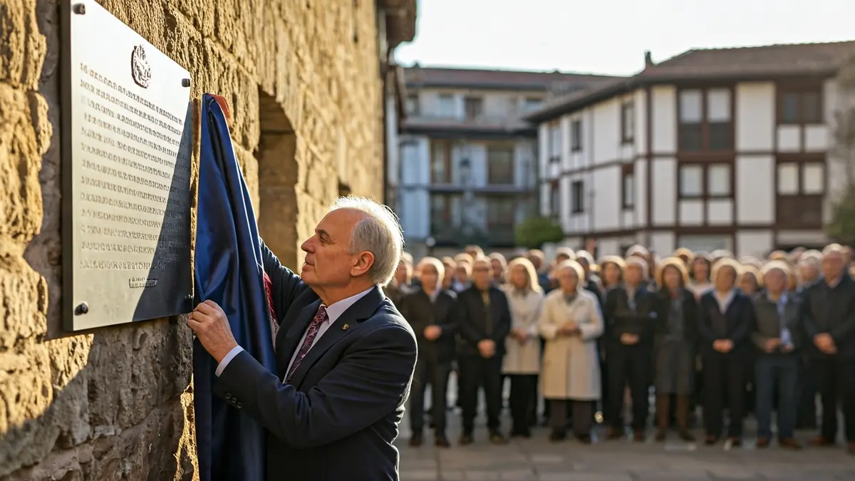 Imagen de una placa conmemorativa en Eibar para el 95 aniversario de la II República.