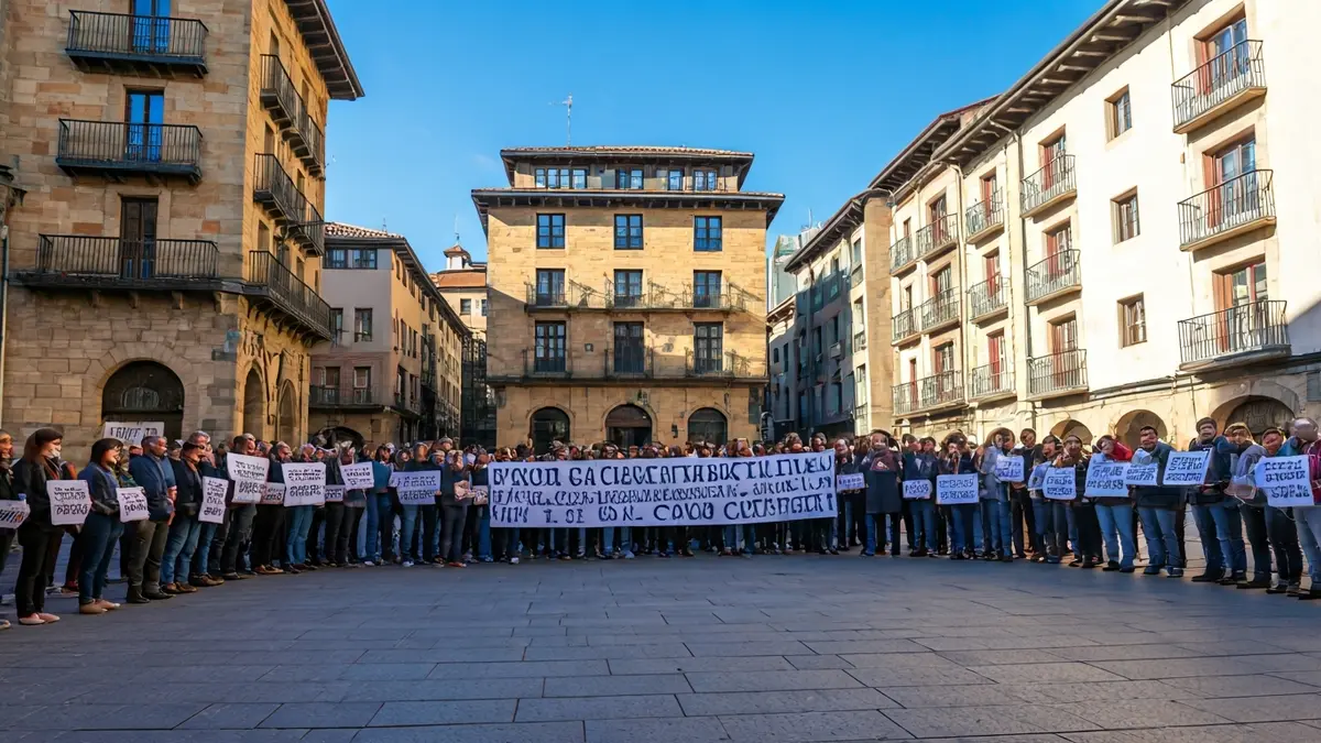 Gathering in Loiola neighborhood of Donostia to support victims of sexual abuse by Patxi Ezkiaga.