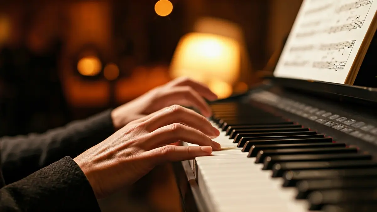 Generic image of a piano keyboard with hands touching the keys.
