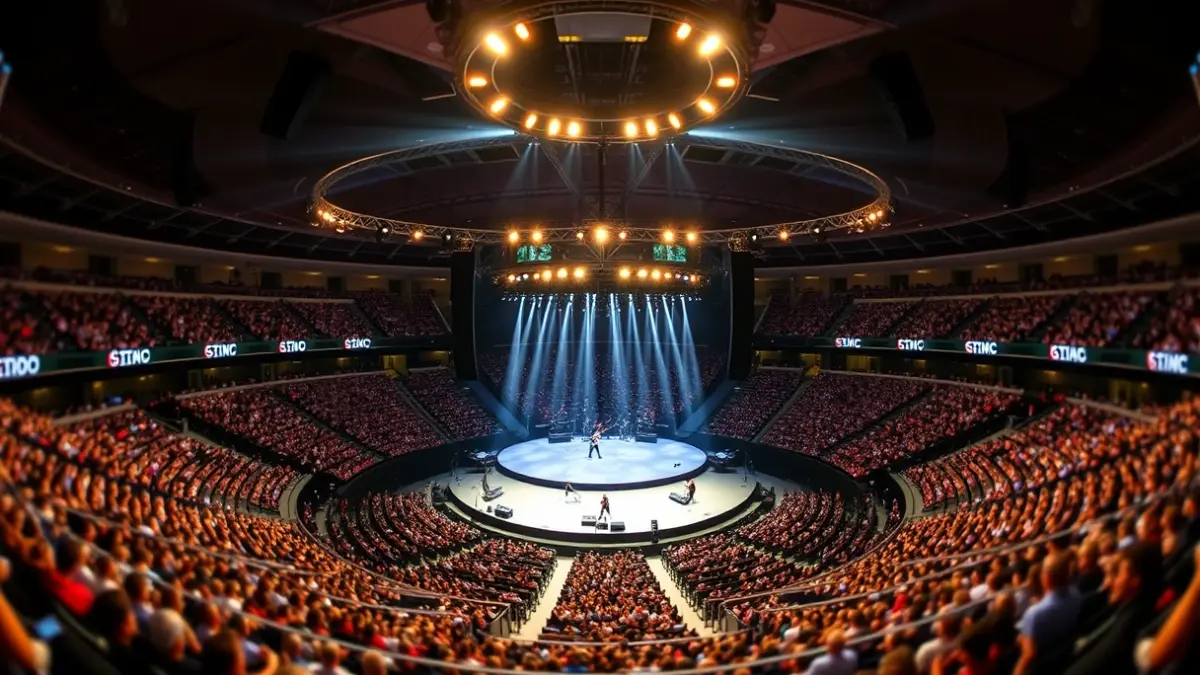 Imagen genérica de un gran recinto de conciertos con un escenario central.