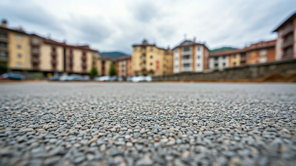 Irudi generikoa Erandioko behin-behineko aparkaleku batena, hiri-paisaia batean.