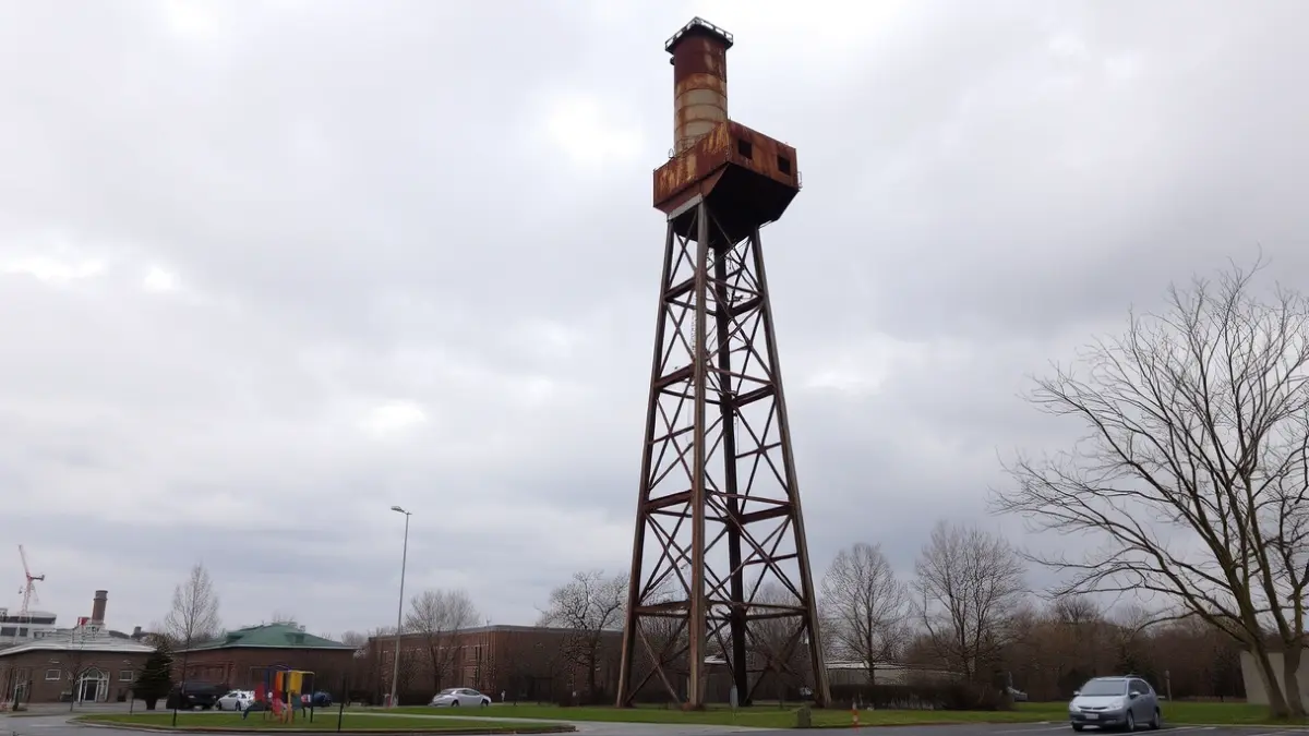 Erandioko aparkalekuaren ondoan zegoen dorre zaharraren irudia, desmuntatu aurretik.