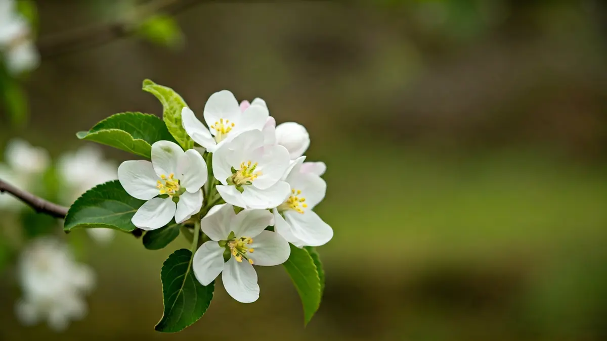 Irudi generikoa sagarrondo lore zuriekin, udaberriaren hasiera irudikatuz.