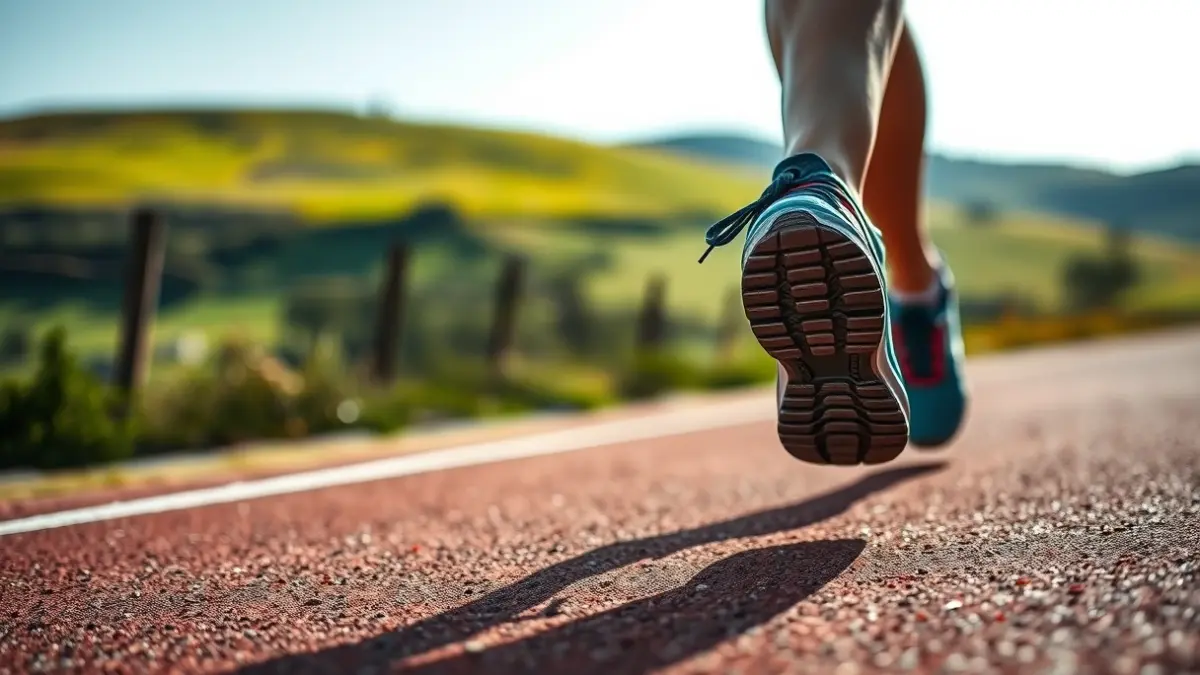 Imagen genérica de una persona corriendo, con un paisaje rural verde de Euskadi al fondo.