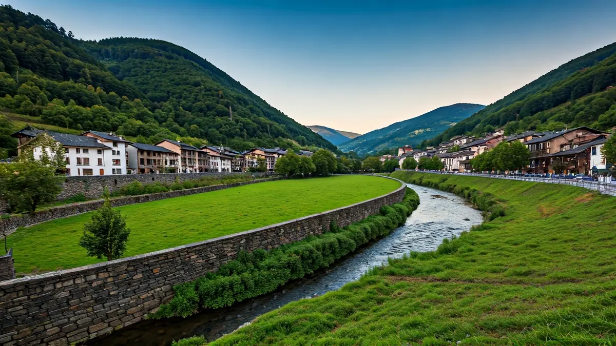 Generic image of the Oria river, winding through a green landscape in Euskadi.