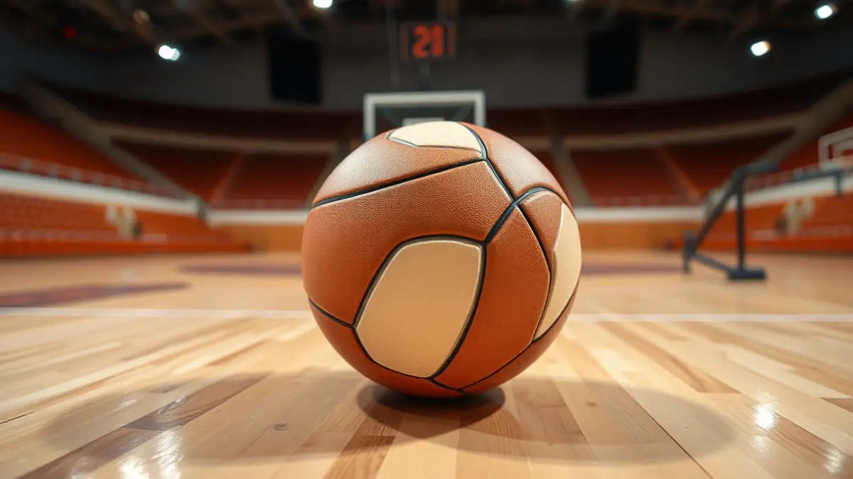 Generic image of a handball on a court.