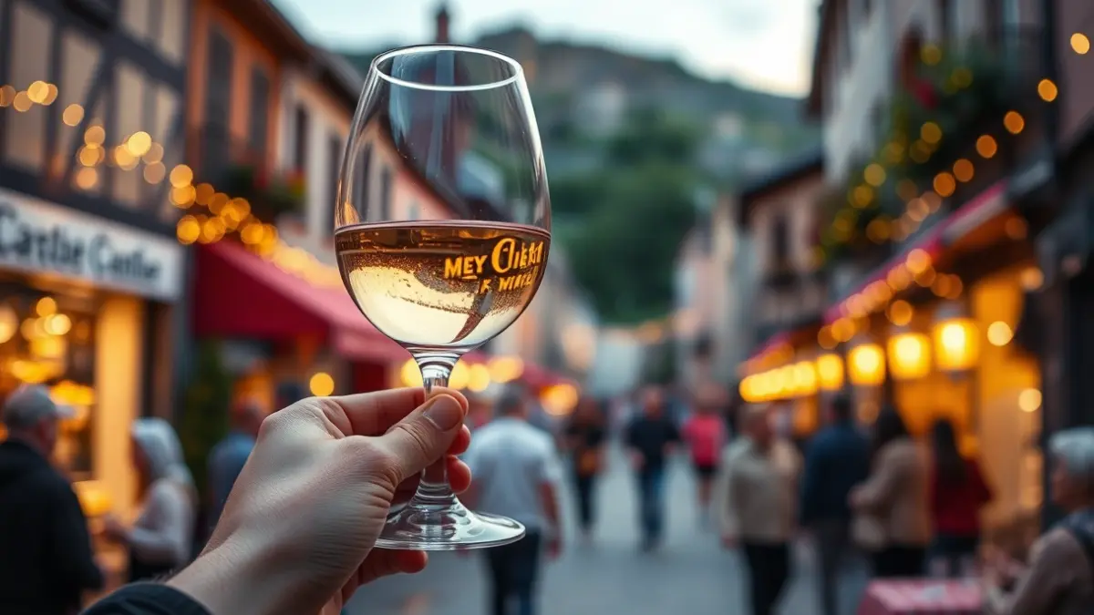 Ardo kopa bat eskuan, atzealdean euskal herri tradizional bateko kale giro lausoa duena.