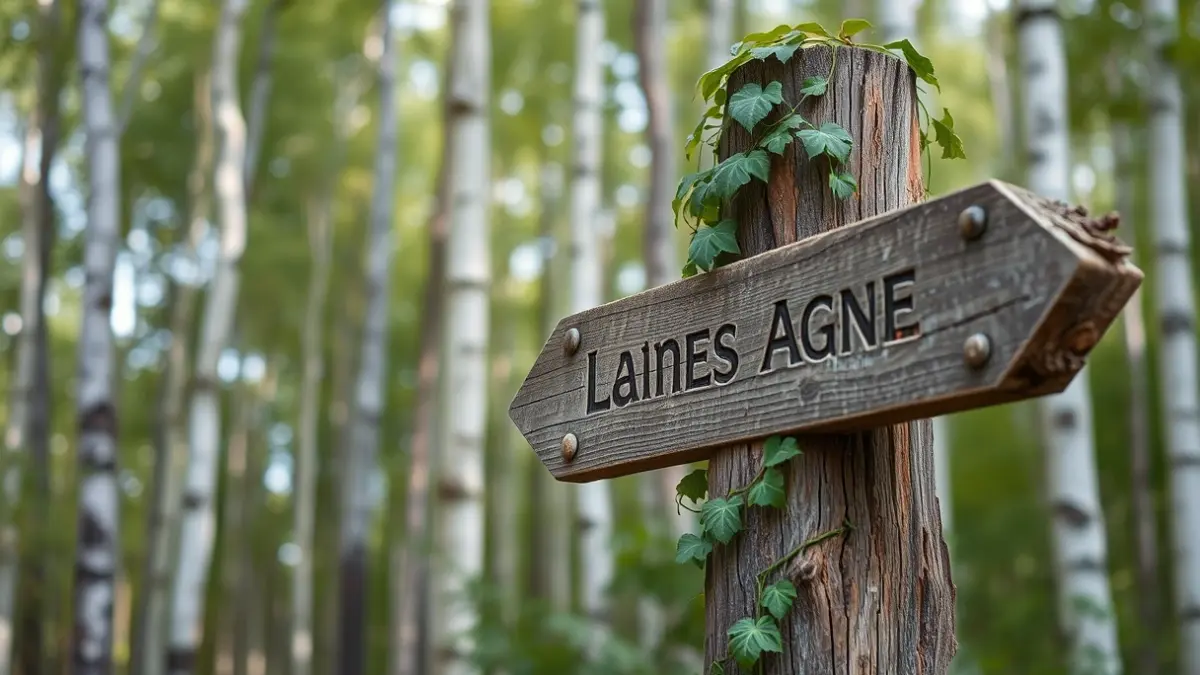 Generic image of a detail of an old wooden sign in a forest.