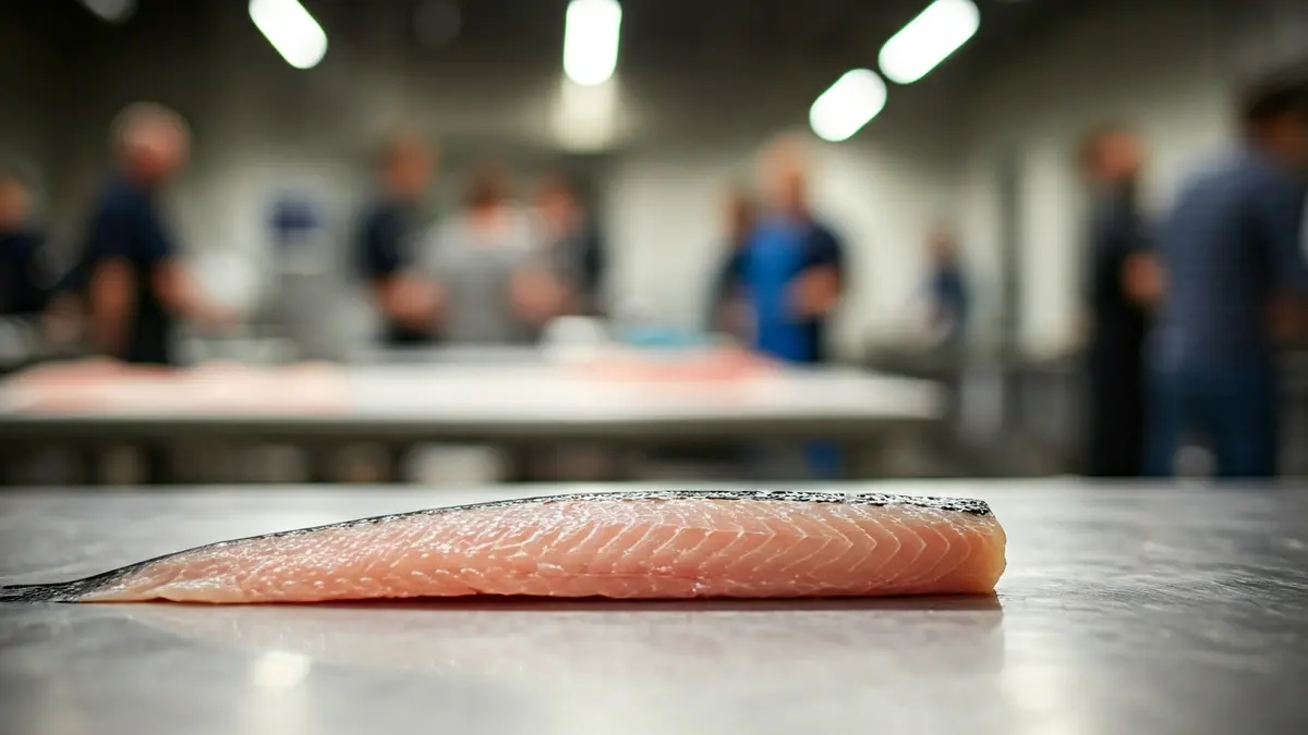 Imagen genérica de procesamiento industrial de pescado fresco.