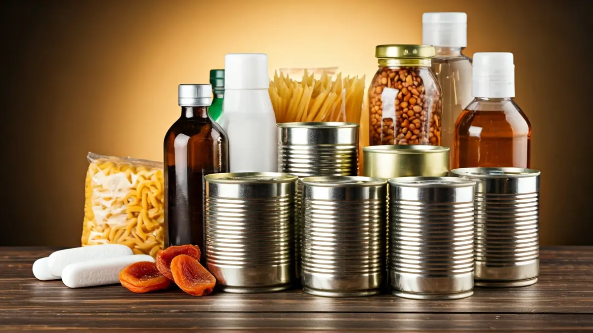 Irudi generikoa: Kubara bidaltzeko oinarrizko produktuak, hala nola janari ez-galkorrak, higiene-materiala eta osasun-materiala.