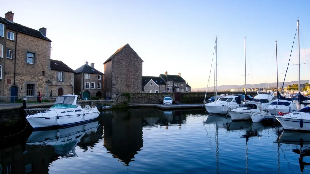 Generic image of Elantxobe port, with some boats and traditional buildings.
