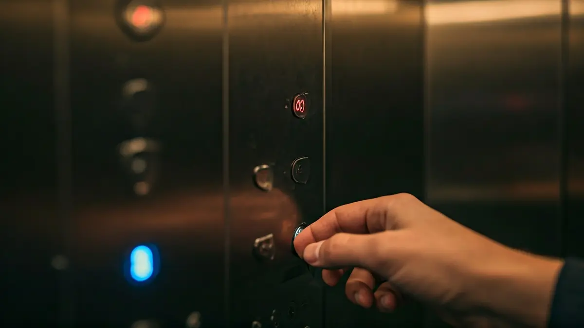 Generic image of an elevator control panel with illuminated buttons.