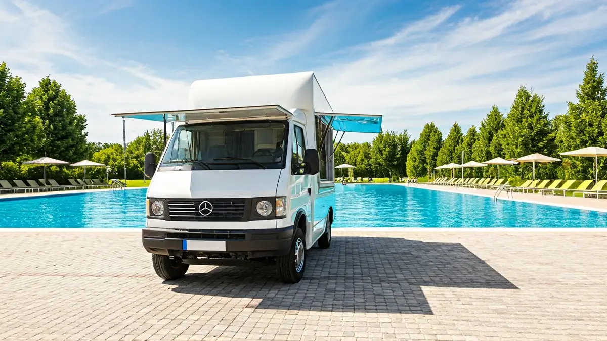 Imagen genérica de una food truck en las piscinas de Gamarra, en un día soleado de verano.