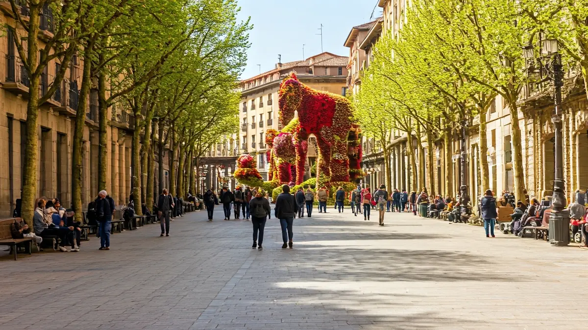 Gasteizko kale-eszenaren irudi generikoa, udaberriko ekitaldi kulturalekin