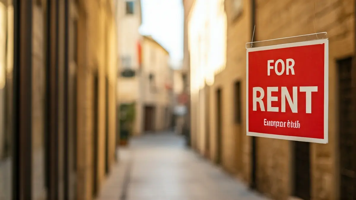 Irudi generikoa alokairuan dagoen pisu baten seinalearena, hiri zaharreko eraikinak atzealdean.